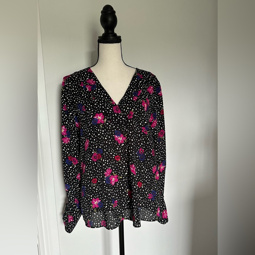 Express Floral Blouse with Slit Sleeves